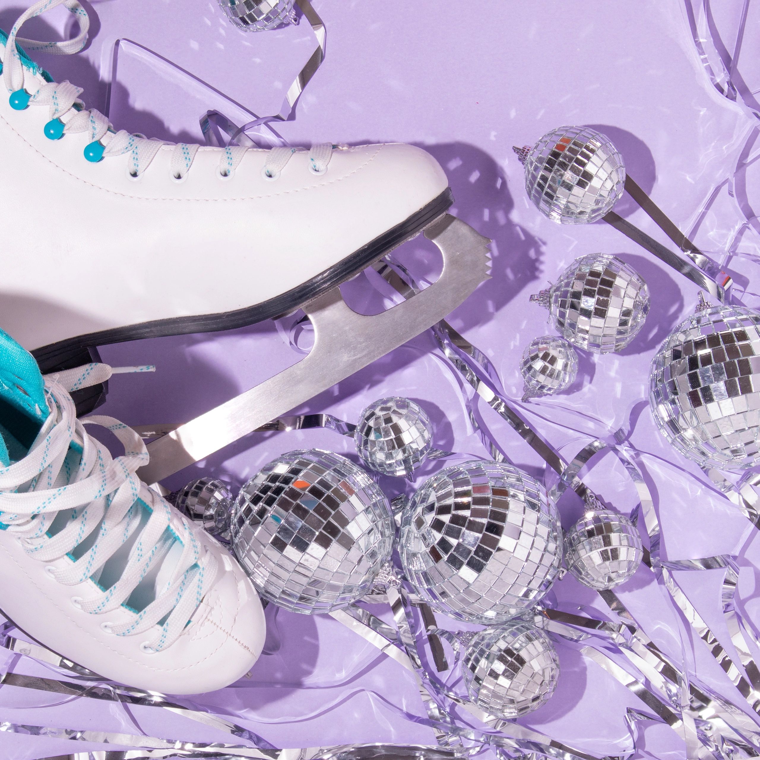 Party decor flat lay with festive accessories